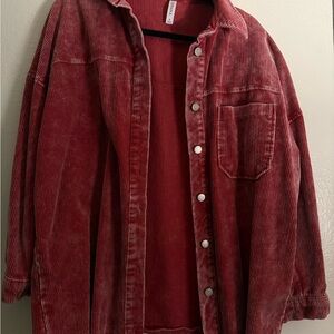 Zenana Red Corduroy Shirt